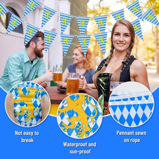 Ghirlandă decorativă Oktoberfest NEBURORA 10m, decorațiune bavareză, leu galben