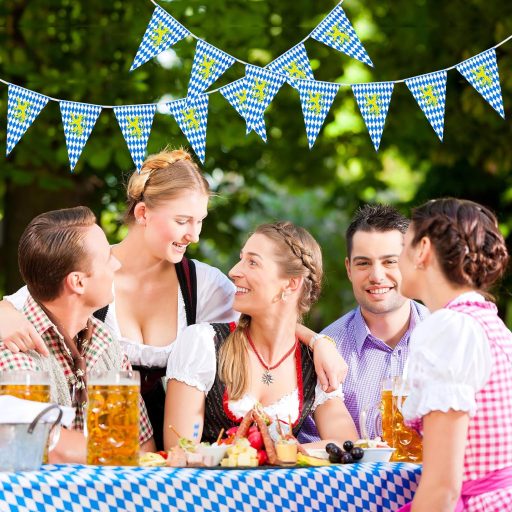 Ghirlandă decorativă Oktoberfest NEBURORA 10m, decorațiune bavareză, leu galben