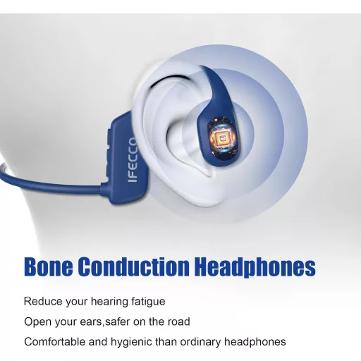 Căști Bluetooth cu conducție osoasă IFECCO IP68, rezistente la apă, MP3, pentru înot