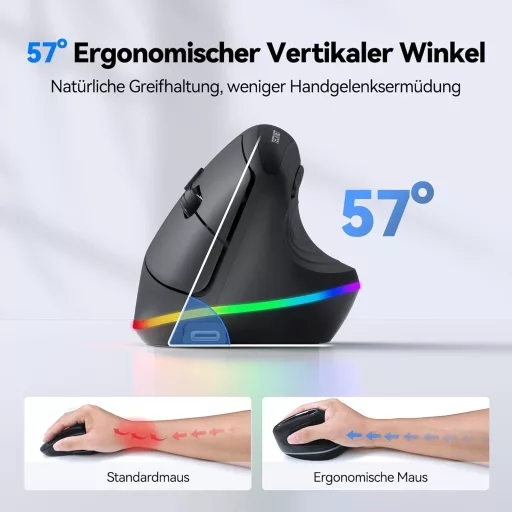 TECKNET ergonomická bezdrôtová vertikálna mini myš 2.4G pre malé ruky