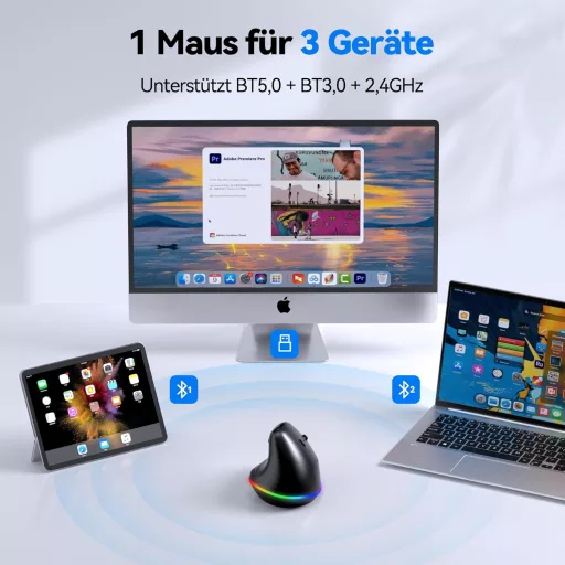 TECKNET ergonomická bezdrôtová vertikálna mini myš 2.4G pre malé ruky