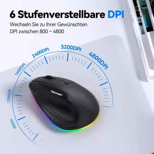 TECKNET ergonomická bezdrôtová vertikálna mini myš 2.4G pre malé ruky