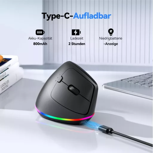 TECKNET ergonomická bezdrôtová vertikálna mini myš 2.4G pre malé ruky