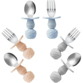   PandaEar 6 részes gyermek evőeszköz szett szilikon nyéllel, BPA mentes