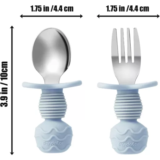 PandaEar 6 részes gyermek evőeszköz szett szilikon nyéllel, BPA mentes