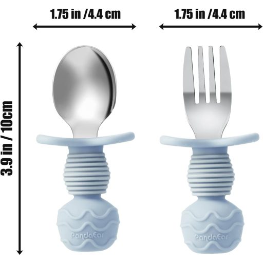 PandaEar 6 részes gyermek evőeszköz szett szilikon nyéllel, BPA mentes