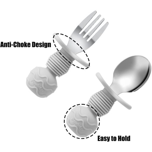 PandaEar 6 részes gyermek evőeszköz szett szilikon nyéllel, BPA mentes