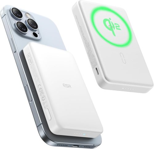 ESR Qi2 Tanúsított MagSafe Powerbank 10000mAh - 15W Gyorstöltő iPhone 16/15/14/13/12 Készülékekhez, Kompakt Hordozható Külső Akkumulátor USB