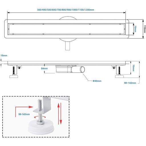 Sunrik Arany Zuhanylefolyó 360° Szifonnal 50 cm