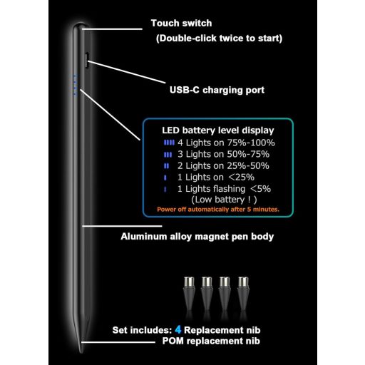 DOGAIN Stylus Pen érintőképernyős Android tablethez és okostelefonhoz, mágneses toll Samsung Huawei Lenovo kompatibilis