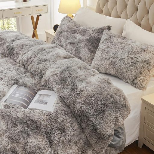 EMME Flanel Ágynemű Szett 220x240 cm Puha Paplan Takaró Párnahuzattal Szürke