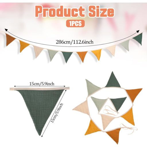 Cobee 286 cm-es gyerekszobai függő dekoráció, pamut textil füzér, szülinapi party banner