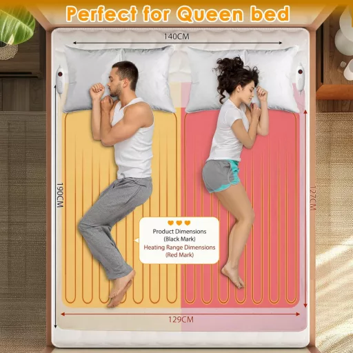 TLGREEN Încălzitor electric de pat 100W, 187x139cm, Oprire automată după 8 ore, 6 trepte de căldură, Lavabil