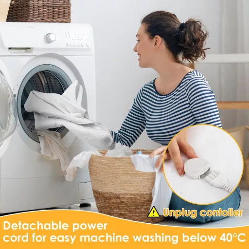 TLGREEN Încălzitor electric de pat 100W, 187x139cm, Oprire automată după 8 ore, 6 trepte de căldură, Lavabil