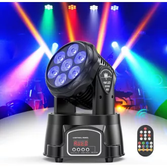   UKing 7x15W Mini Moving Head LED DMX512 RGBW Lumină Disco cu Telecomandă, Efect Stroboscopic, Lumină DJ pentru Petreceri