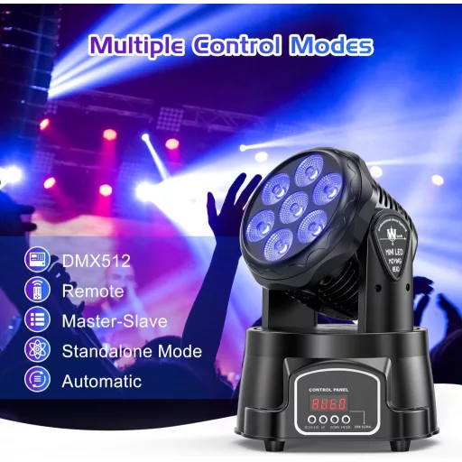 UKing 7x15W Mini Moving Head LED DMX512 RGBW Lumină Disco cu Telecomandă, Efect Stroboscopic, Lumină DJ pentru Petreceri