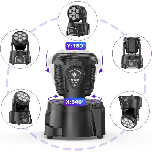 UKing 7x15W Mini Moving Head LED DMX512 RGBW Disco Fény Távirányítóval Strobe Effekt DJ Partyfény