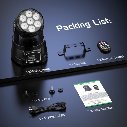 UKing 7x15W Mini Moving Head LED DMX512 RGBW Disco Fény Távirányítóval Strobe Effekt DJ Partyfény