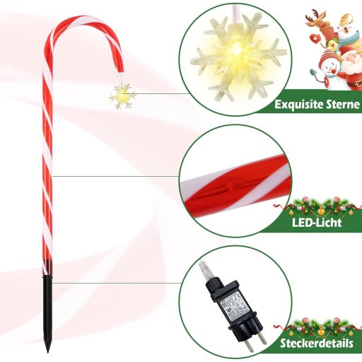 MaxAwe 12-dielna svetelná reťaz v tvare cukroviniek so vzorom snehových vločiek, 72 LED, vodoodolná vianočná záhradná dekorácia