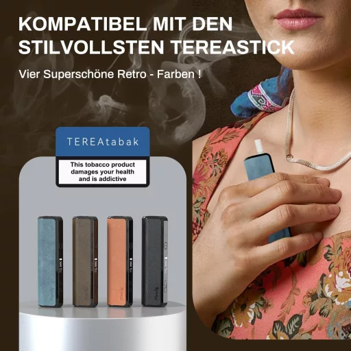 Pluscig X30 Dohányhevítő TEREA Patronokhoz, Precíz Hőmérséklet Szabályozás, 3500 mAh Akkumulátor, OLED Kijelző, Bőr Borítás, Retro Stílus, B