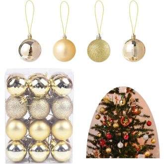   Vianočné gule Alppihym, 24-dielna súprava, 4 cm – červená, strieborná, zlatá dekorácia