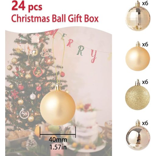 Vianočné gule Alppihym, 24-dielna súprava, 4 cm – červená, strieborná, zlatá dekorácia