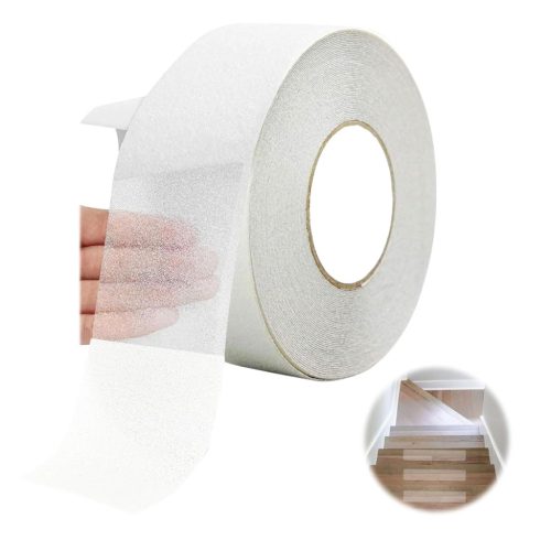 Bandă Antiderapantă JHDZ 5cm x 10m - Transparentă, Impermeabilă, Autoadezivă, Siguranță pentru Scări, Baie, Bucătărie, Piscină