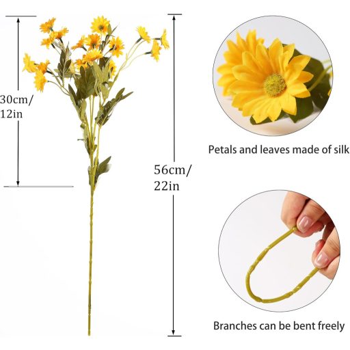 HNVNER Hodvábna kytica margarétok, 6 kusov, dekorácia na svadbu