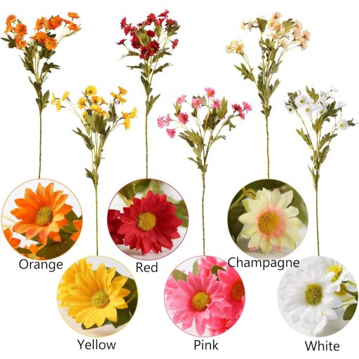 HNVNER Hodvábna kytica margarétok, 6 kusov, dekorácia na svadbu