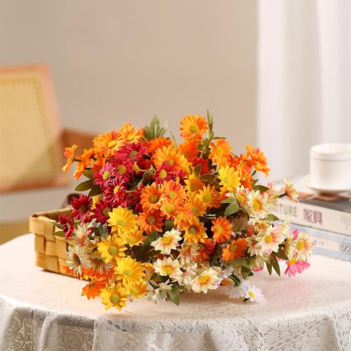 HNVNER Selyem Margaréta Művirág Csokor 6 Csomag Esküvő Dekoráció