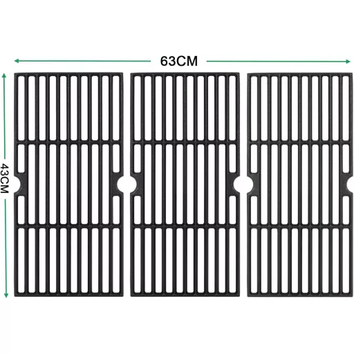 WELL GRILL 43x63 cm Öntöttvas Grillrács Szett - 3 db-os Csererácsok Enders Boston, Monroe, Landmann Triton, Barbecook Siesta és Charbroil Gá