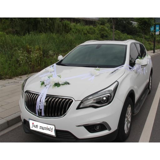 Chexin Esküvői Autódísz Rózsás Virágdekoráció Szívecskés Díszítés Szalagokkal