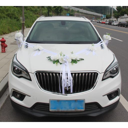 Chexin Esküvői Autódísz Rózsás Virágdekoráció Szívecskés Díszítés Szalagokkal