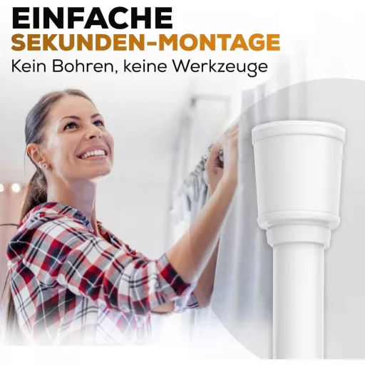 MEISENBERG Zuhanyfüggöny Rúd 120-170 cm Fehér 32 mm Fúrás Nélkül