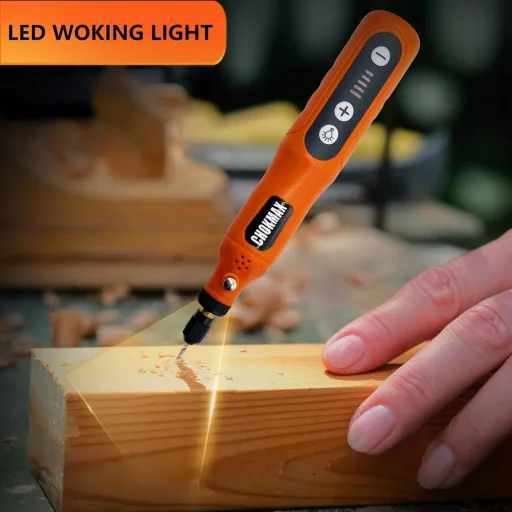 CHOKMAX 5 fokozatú akkus csiszoló 72 tartozékkal, LED világítás, gravírozás és polírozás