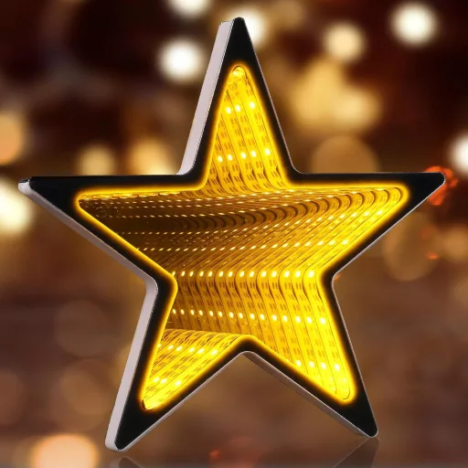 ELKTRY 54 LED vianočná dekorácia hviezda do okna, teplé biele 3D nekonečné zrkadlo, na batérie s časovačom