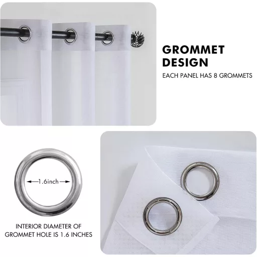 MIULEE Perdele Voile Granulate Albe 140x280cm 4 buc Dormitor Living