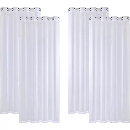MIULEE Voile Függöny Szemcsés Fehér 140x280cm 4db Hálószoba Nappali