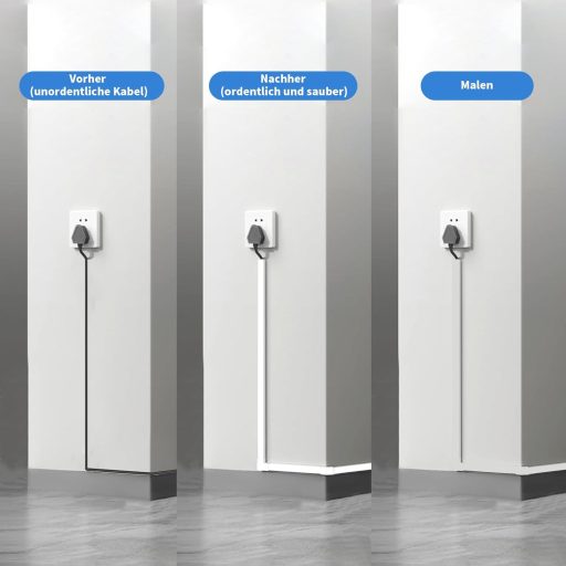 Set canal cablu autoadeziv Planetinum - PVC alb, 4m lungime, 10 bucăți, vopsibil, tăiabil la dimensiune, organizator cabluri pentru acasă și birou