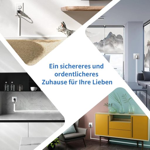 Set canal cablu autoadeziv Planetinum - PVC alb, 4m lungime, 10 bucăți, vopsibil, tăiabil la dimensiune, organizator cabluri pentru acasă și birou