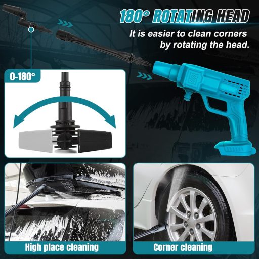 Aparat de spălat cu presiune cu acumulator ConBlom 18V tip Makita, 40 bar, duză reglabilă, cu furtun de 5 m