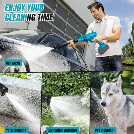 Aparat de spălat cu presiune cu acumulator ConBlom 18V tip Makita, 40 bar, duză reglabilă, cu furtun de 5 m