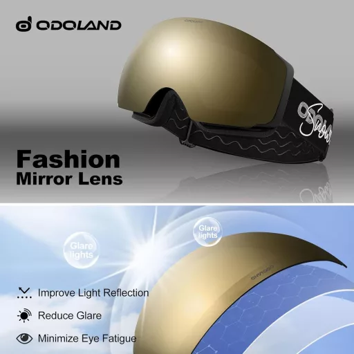 Ochelari de schi unisex Odoland cu lentilă magnetică interschimbabilă, protecție UV, anti-ceață