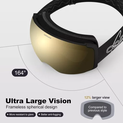 Ochelari de schi unisex Odoland cu lentilă magnetică interschimbabilă, protecție UV, anti-ceață