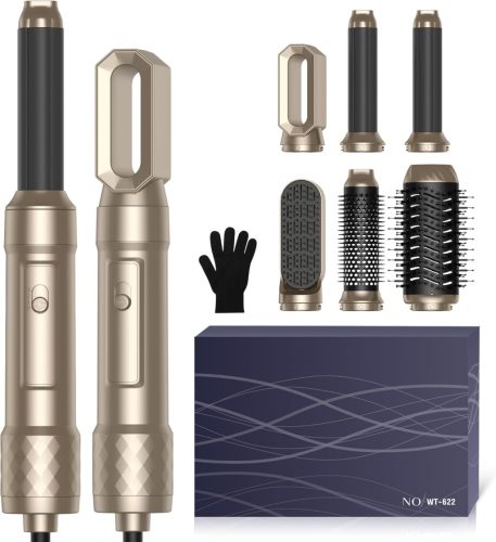 Set Multifuncțional de Coafat Atopskins 1000W - Uscător de Păr, Perie Rotativă, Placă de Îndreptat Părul și Ondulator Automat cu Flux de Aer pentru Toate Tipurile de Păr