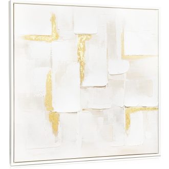   Briful 60x60 cm Absztrakt Geometriai Vászonkép Arany Díszítéssel - Modern Fali Dekoráció Nappaliba, Irodába, Hotelbe