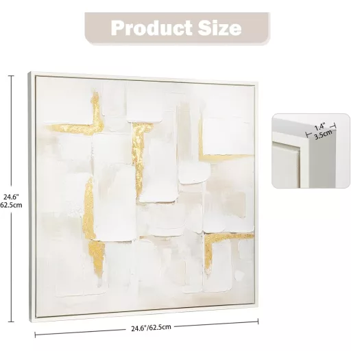 Tablou canvas 60x60 cm Abstract Geometric cu Accente Aurii - Decorațiune Murală Modernă pentru Living, Birou, Hotel