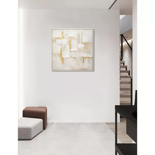 Tablou canvas 60x60 cm Abstract Geometric cu Accente Aurii - Decorațiune Murală Modernă pentru Living, Birou, Hotel