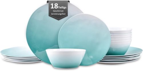 La Joventino 18 részes kemping étkészlet 6 személyre - Strapabíró, könnyű tányérkészlet kültéri kalandokhoz, mosogatógépben mosható