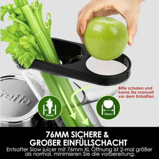 Fretta hidegprés gyümölcslé készítő, lassú préselt juice extractor, 200W, ezüst
